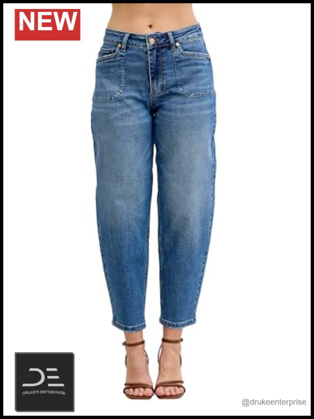 High Waisted Soft Barrel Stitch Thru Pocket Boot Cut Jeans Stretchable Cotton